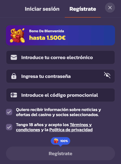 Registration at Cool Zino casino